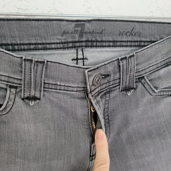 7 For All Mankind Rocker Bootcut Jeans Womens Size 28 Tall Gray Classic Cotton - Picture 4 of 12